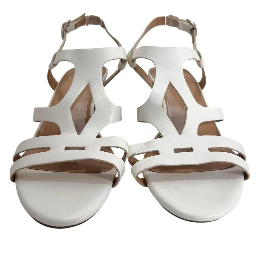 Pesaro “Gina” White Strappy Wedge Sandals